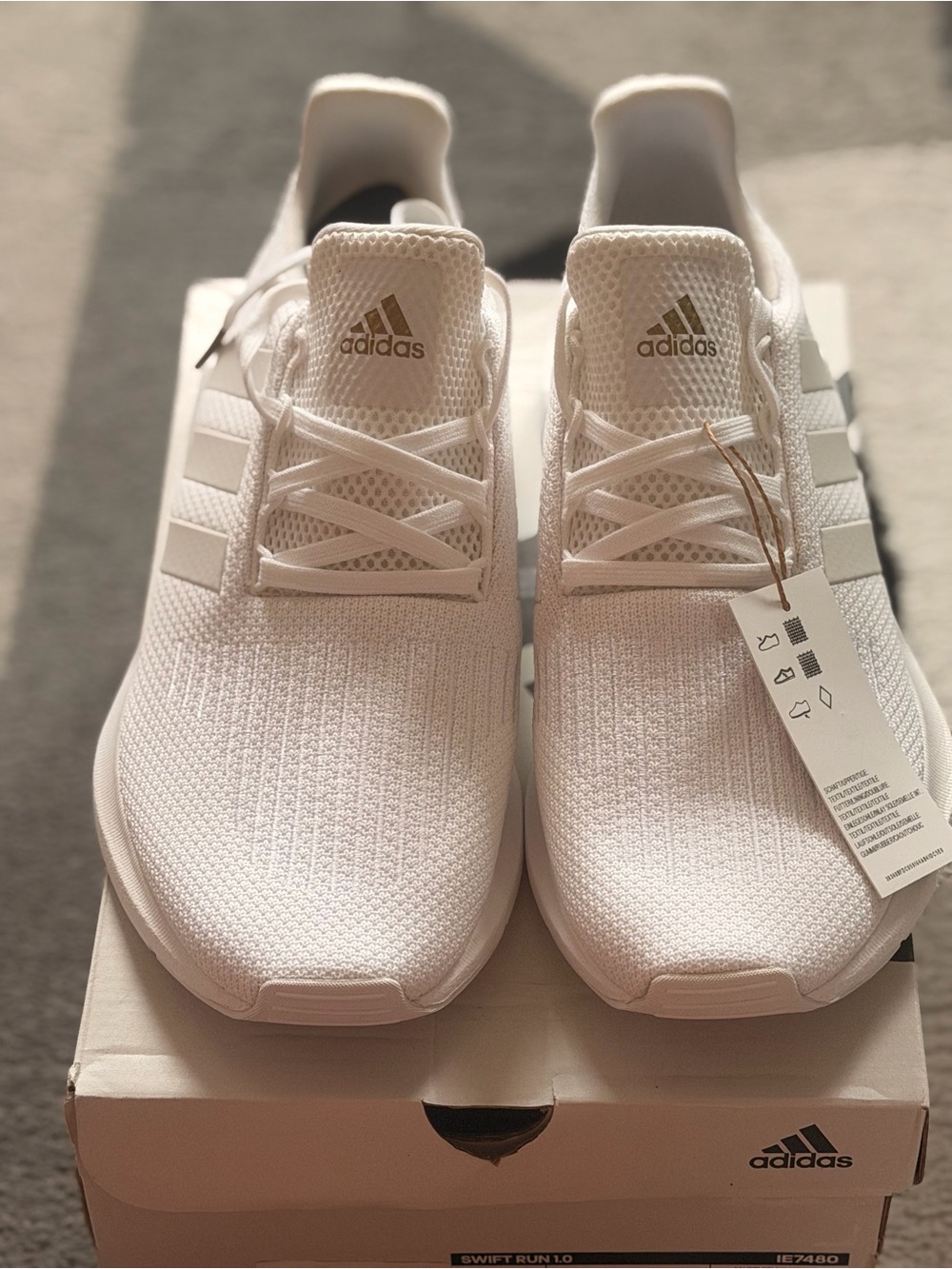 adidas White Knit Running Sneakers